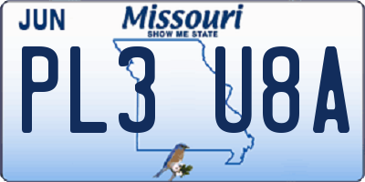 MO license plate PL3U8A