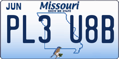 MO license plate PL3U8B