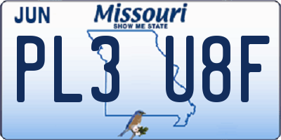 MO license plate PL3U8F
