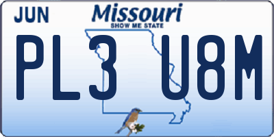 MO license plate PL3U8M