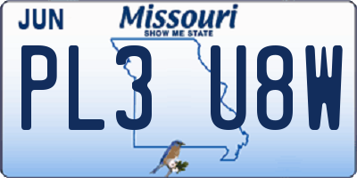 MO license plate PL3U8W
