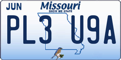 MO license plate PL3U9A