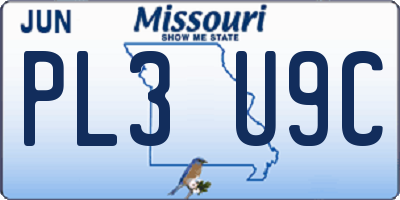 MO license plate PL3U9C