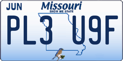MO license plate PL3U9F