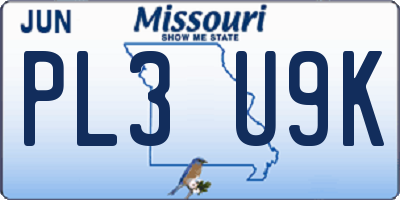 MO license plate PL3U9K