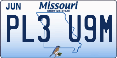 MO license plate PL3U9M