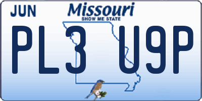 MO license plate PL3U9P
