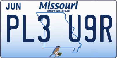 MO license plate PL3U9R