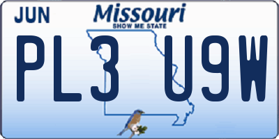 MO license plate PL3U9W