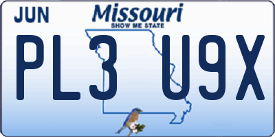 MO license plate PL3U9X