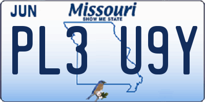 MO license plate PL3U9Y