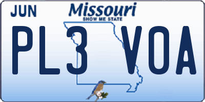 MO license plate PL3V0A