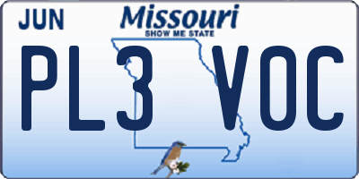 MO license plate PL3V0C