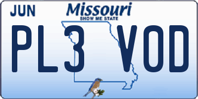MO license plate PL3V0D
