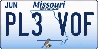 MO license plate PL3V0F