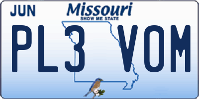 MO license plate PL3V0M