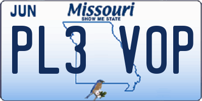 MO license plate PL3V0P