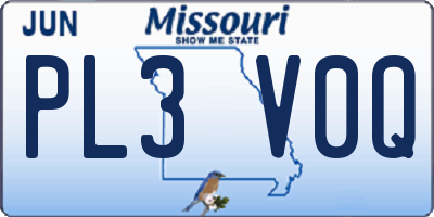 MO license plate PL3V0Q