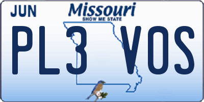 MO license plate PL3V0S