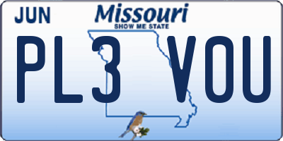 MO license plate PL3V0U