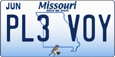 MO license plate PL3V0Y