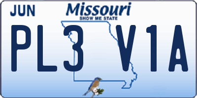 MO license plate PL3V1A