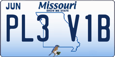 MO license plate PL3V1B