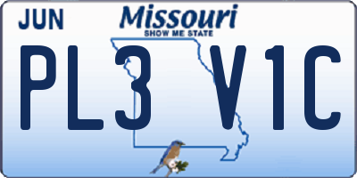 MO license plate PL3V1C