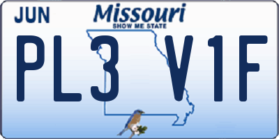 MO license plate PL3V1F