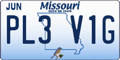 MO license plate PL3V1G