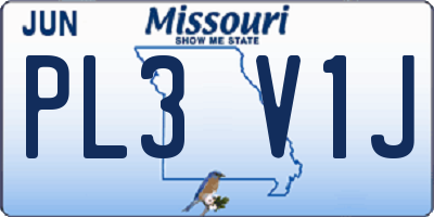 MO license plate PL3V1J