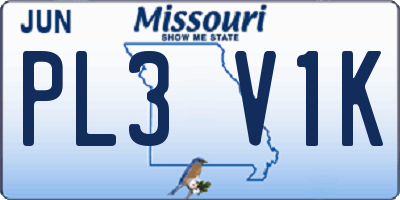 MO license plate PL3V1K