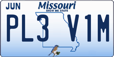 MO license plate PL3V1M
