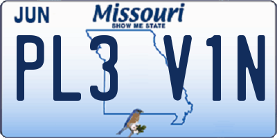MO license plate PL3V1N