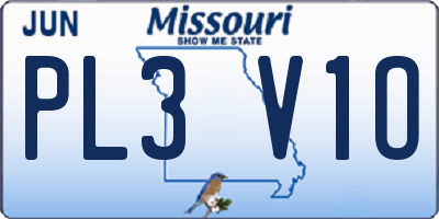 MO license plate PL3V1O