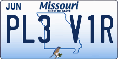 MO license plate PL3V1R