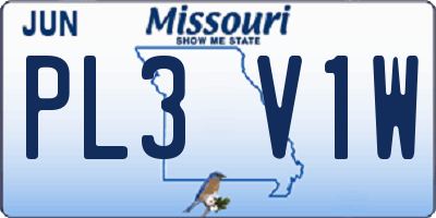 MO license plate PL3V1W