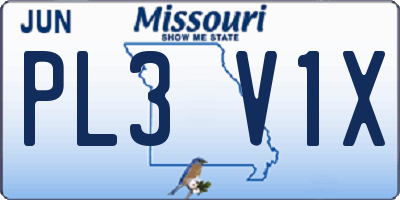 MO license plate PL3V1X