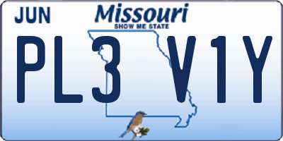 MO license plate PL3V1Y