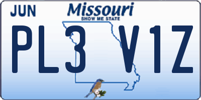 MO license plate PL3V1Z