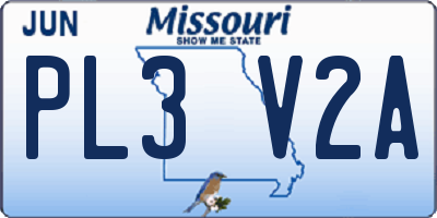 MO license plate PL3V2A
