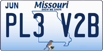 MO license plate PL3V2B