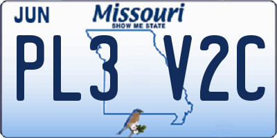 MO license plate PL3V2C