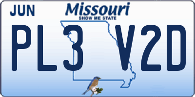 MO license plate PL3V2D