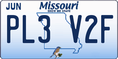MO license plate PL3V2F
