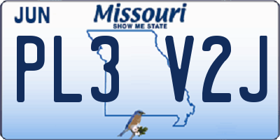 MO license plate PL3V2J