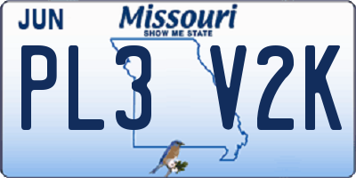 MO license plate PL3V2K