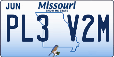 MO license plate PL3V2M