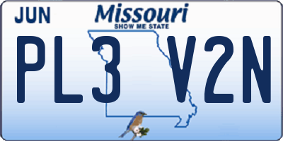 MO license plate PL3V2N