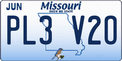 MO license plate PL3V2O
